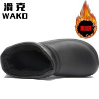 滑克 WAKO 冬季厨师鞋加绒保暖棉鞋防滑防水防油防冻 黑色加棉款