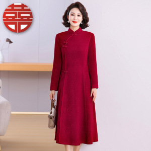 中老年妈妈装婚宴连衣裙时尚春装新款中长款女士洋气长裙2025年春