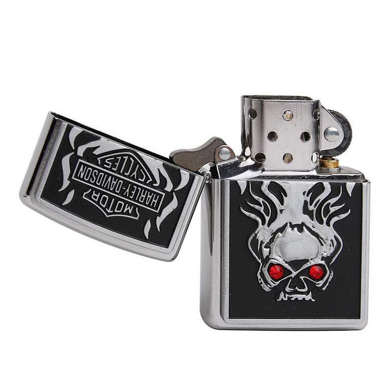 专柜正品之宝zippo防风打火机 28267 哈雷红眼 火焰骷髅 zippo 骷髅