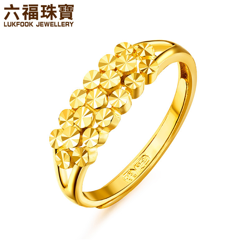 六福珠宝黄金戒指精致闪耀女款足金指环金手饰计价 b01tbgr0003