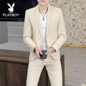 西服套装男士青年两件套纯色薄款西装外套韩版潮流成熟发型师一套PB-KLGG2201