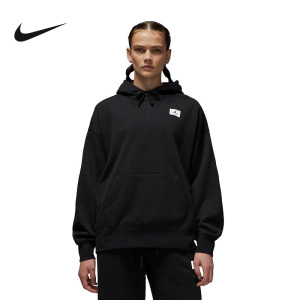 Nike耐克Jordan黑色卫衣女子针织连帽衫秋季新款套头衫DQ4604-010