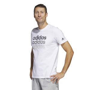 adidas 字母Logo印花圆领休闲短袖T恤 男款 白色 HS2522