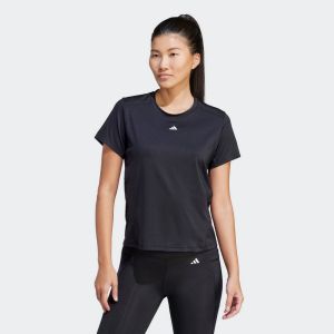 adidas Power Tee 纯色Logo标识运动圆领短袖T恤 女款 黑色 IN6208