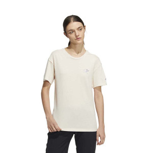 adidas W Ocean Gfx Tee 休闲透气海豚图案运动短袖T恤 女款 米色 HE7339