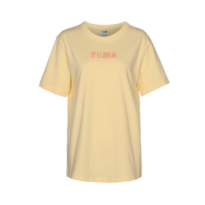Puma 趣味印花圆领短袖T恤 女款 黄色 535413-41