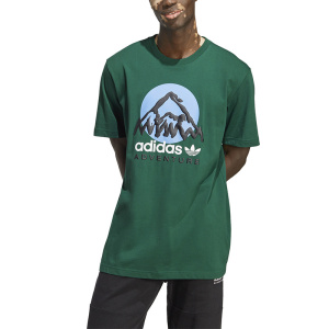 adidas originals Adv Mtn F Tee字母Logo图案印花圆领运动短袖T恤男款 深绿 IC2360