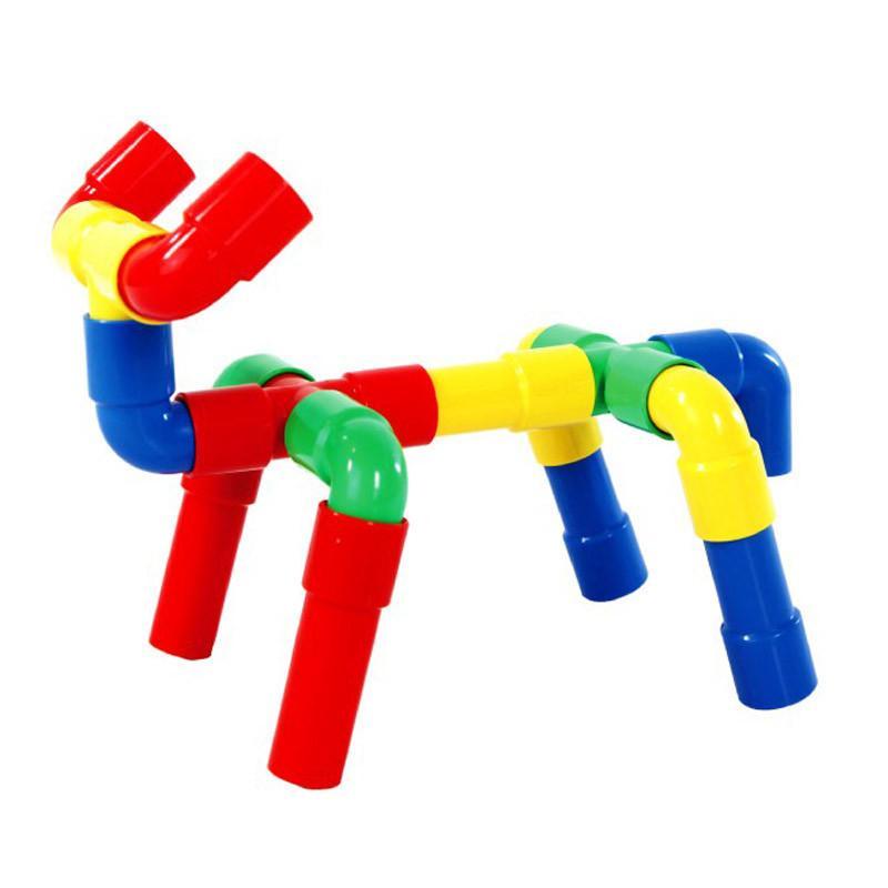 巧之木 塑料水管管道积木配对玩具拼装益智玩具 塑料拼插早教玩