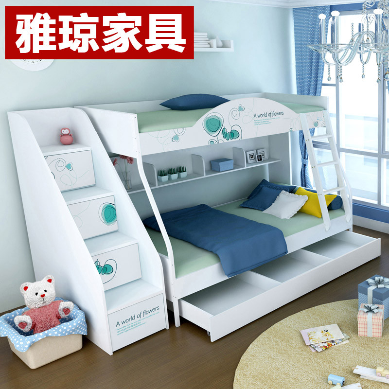 雅琼高低床子母床板式上下铺双层床地中海儿童床男孩女孩床zmc002