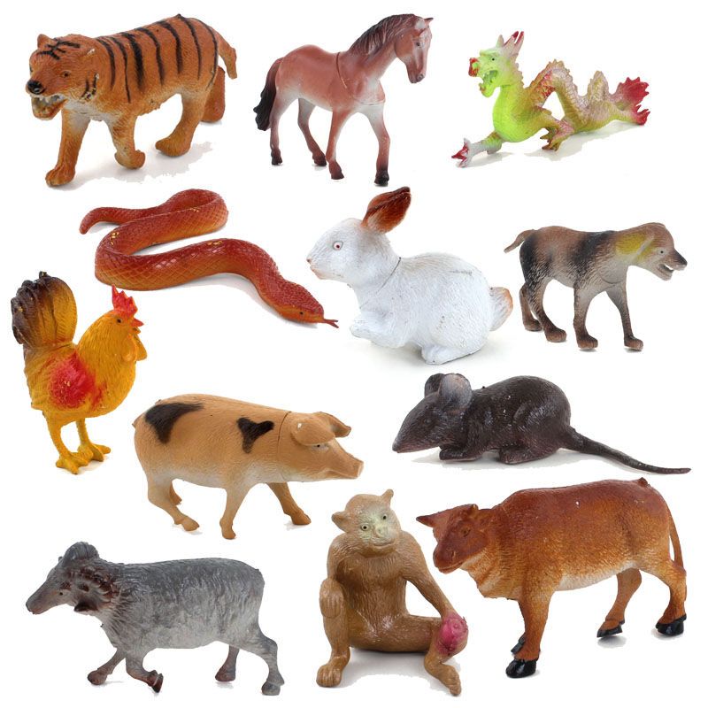 超级新品 儿童静态玩具 十二生肖动物模型组合家居饰品摆放 十二生肖