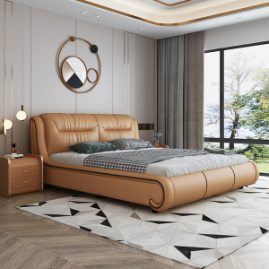 梵宜现代简约皮床808#1.5米软包床双人床婚床1.8米储物高箱欧式床