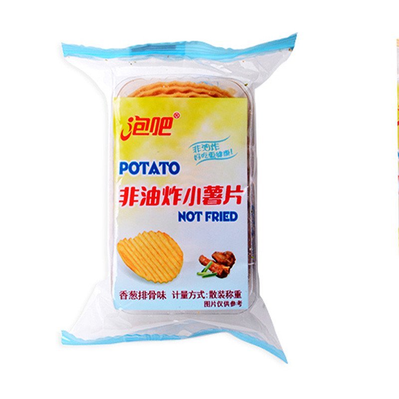 泡吧 香葱排骨味非油炸小薯片散 装称重约500g 一