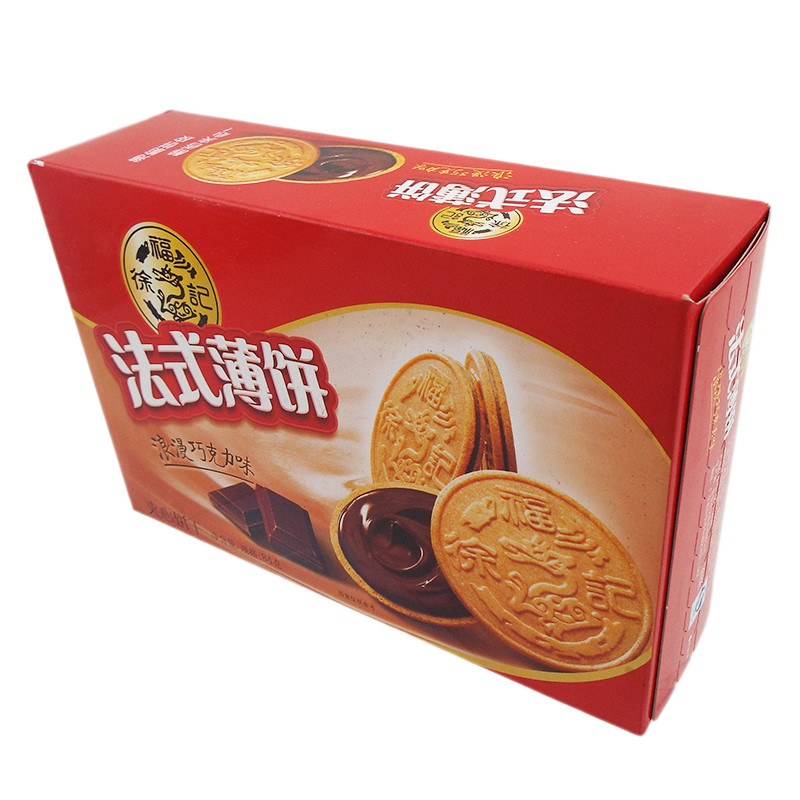 徐福记 法式薄饼 84g 盒装巧克力味 办公零嘴饼干 休闲零食 点心喜饼