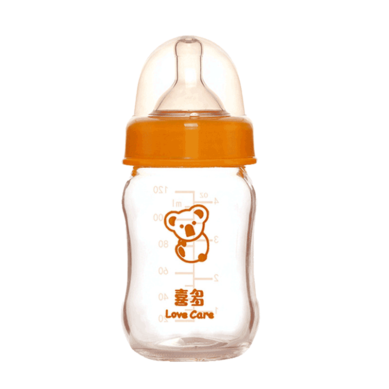 喜多宽口径玻璃奶瓶 新生儿宝宝奶瓶防胀气婴儿奶瓶正品120ml