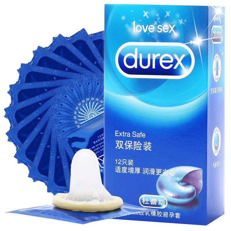 杜蕾斯(durex)双保险12只装避孕套超薄款润滑安全套 成人情趣计生性用