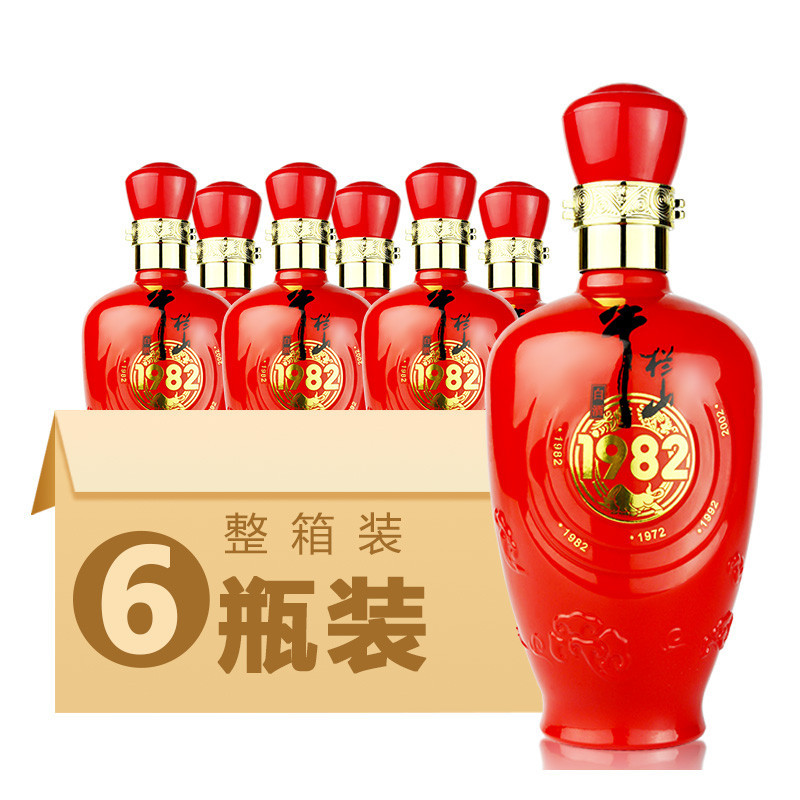 百年牛栏山二锅头 39度 年轮1982 浓香型低度白酒500ml*6瓶整箱装