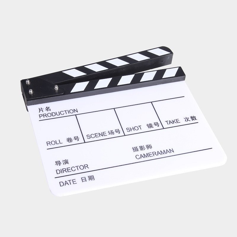 金鹰白色场记板电影板导演板中英文电影场记板有机雕刻字带磁铁打板