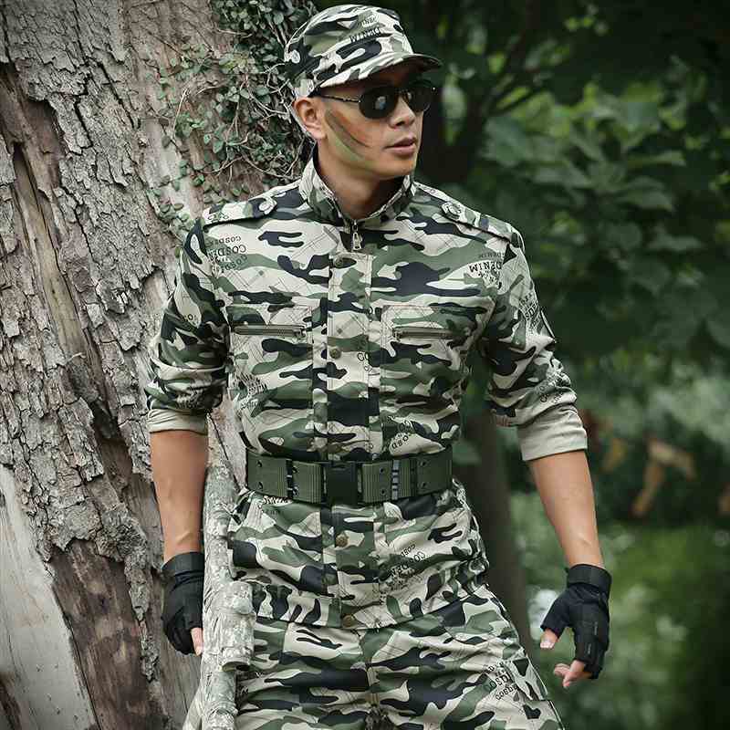 盾郎正品中国军装剪刀花迷彩作训服套装军迷户外拓展训练休闲迷彩服