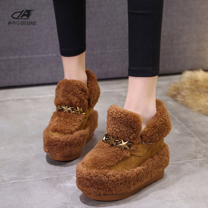 毛毛鞋女冬外穿加绒棉鞋厚底松糕2017新款内