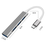 LAH TO 互转连接线 Type-c扩展坞 集线器 扩展 USB3.0适用微软macbook苹果 灰色