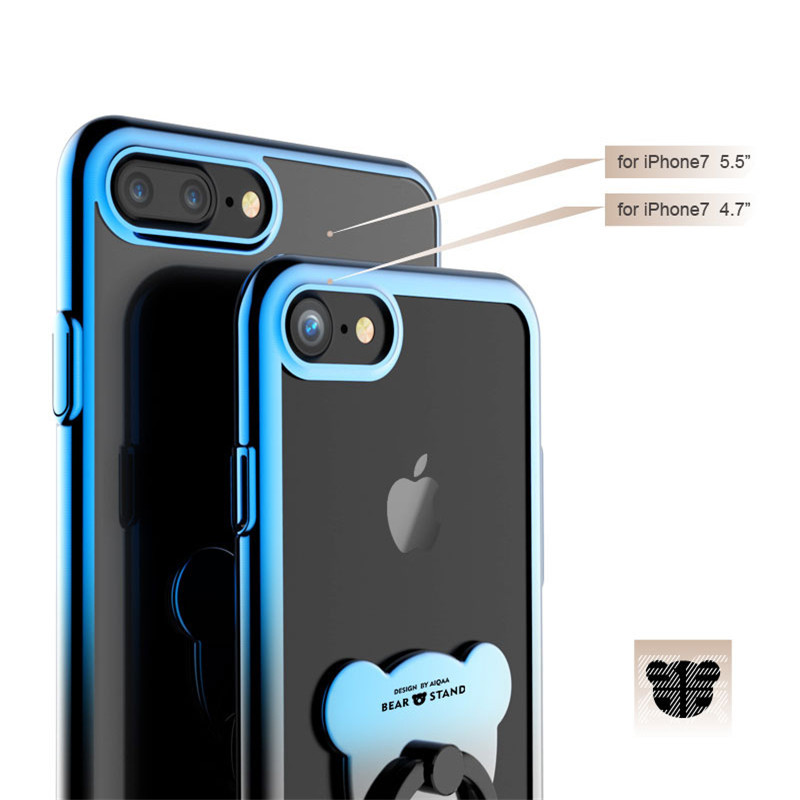 苹果6手机壳女款6s支架防摔iphone7plus手机壳苹果7电镀渐变套i7个性