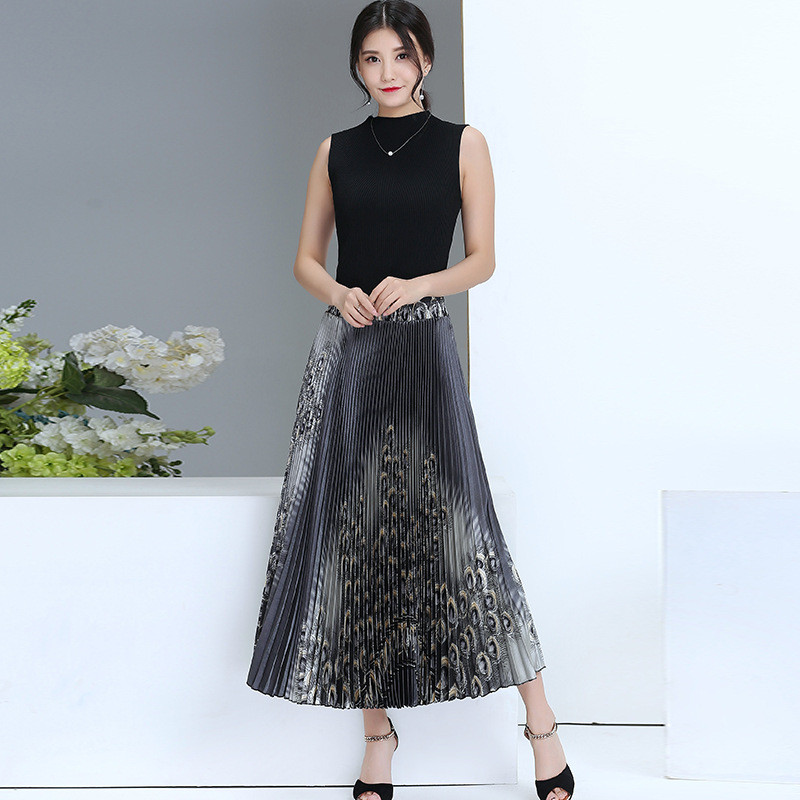 蔚缇2017百褶裙妈妈装半身裙中年女春夏秋装