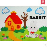 黑妞宝贝贴画 大号动物立体贴画贴纸幼儿童手工制作材料玩具 小白兔