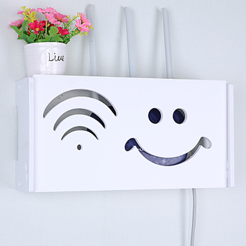 美思来登路由器无线wifi收纳盒伴侣遮掩箱集线盒置物支架壁挂隔板搁板