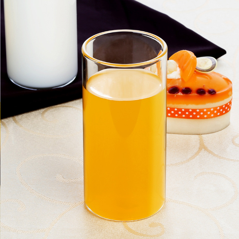 简约玻璃杯套装创意果汁杯圆形杯子耐热家用带把茶杯多彩透明水杯