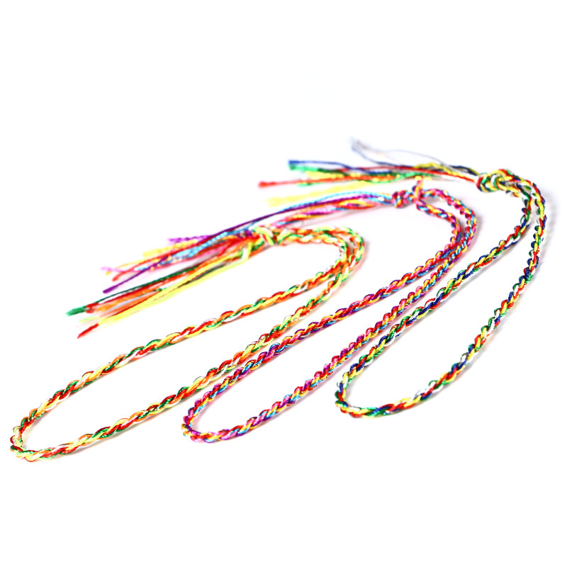 端午节手工编织王菲三生绳手链\/转运辟邪可调式五彩