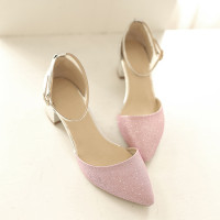 跟尖头女凉鞋2016夏季新款包头拼色高跟鞋大