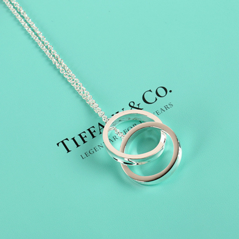 蒂芙尼:tiffany 1837系列 925银 小号/中号 经典双环扣 吊坠项链