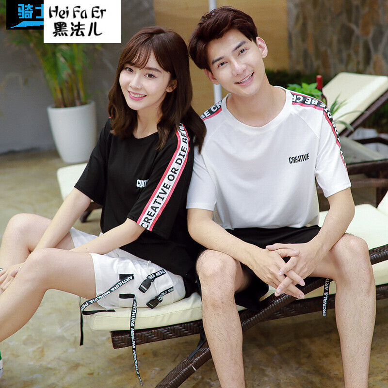 黑法儿2017夏季新款短袖T恤男女插肩袖侧织带