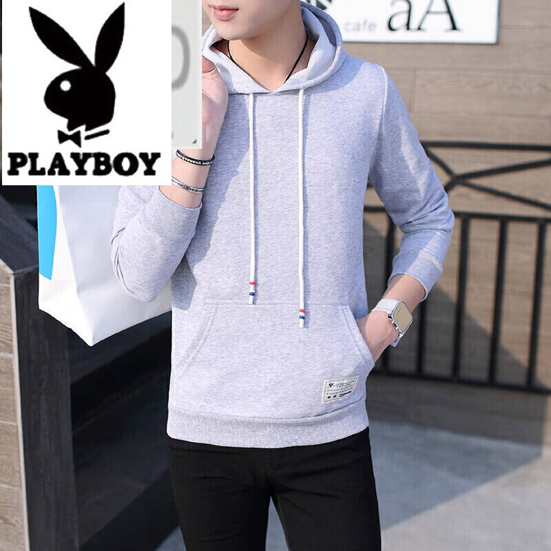 花花公子秋季连帽织带卫衣长袖T恤男青年学生