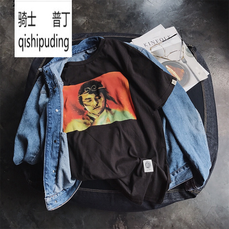 骑士普丁大话西游至尊宝印花T恤男夏季新款韩