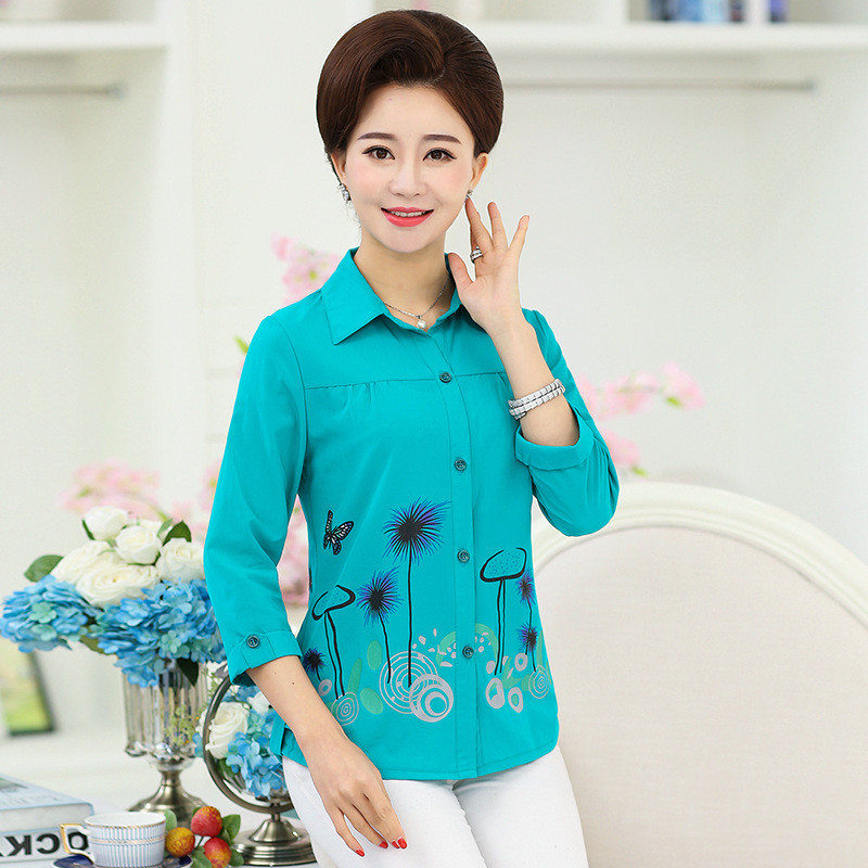 中老年人女装春秋装薄外套妈妈长袖衬衫老人夏
