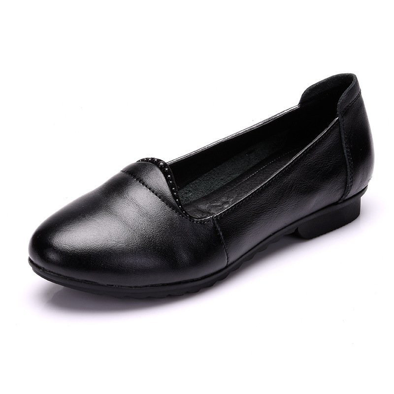 意足王妈妈鞋软底空姐工作鞋女黑色平底单鞋平