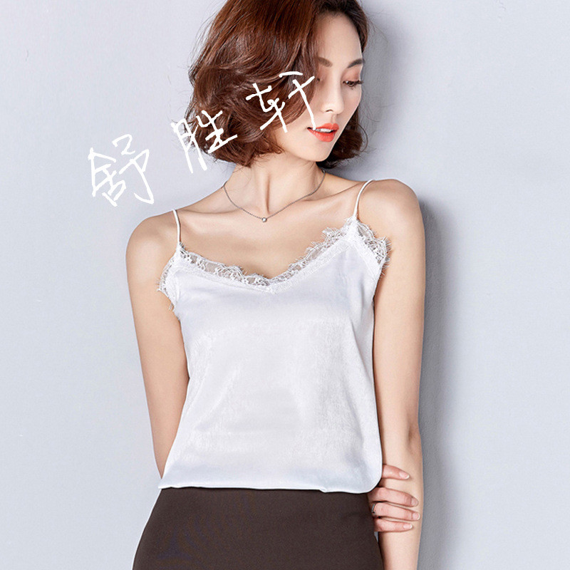 韩美格新款吊带背心女春夏打底衫短款白色蕾丝百搭修身小吊带衫