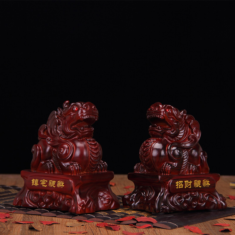 彩丽馆礼品之家招财貔貅摆件大号一对办公室桌家居装饰品工艺品商务