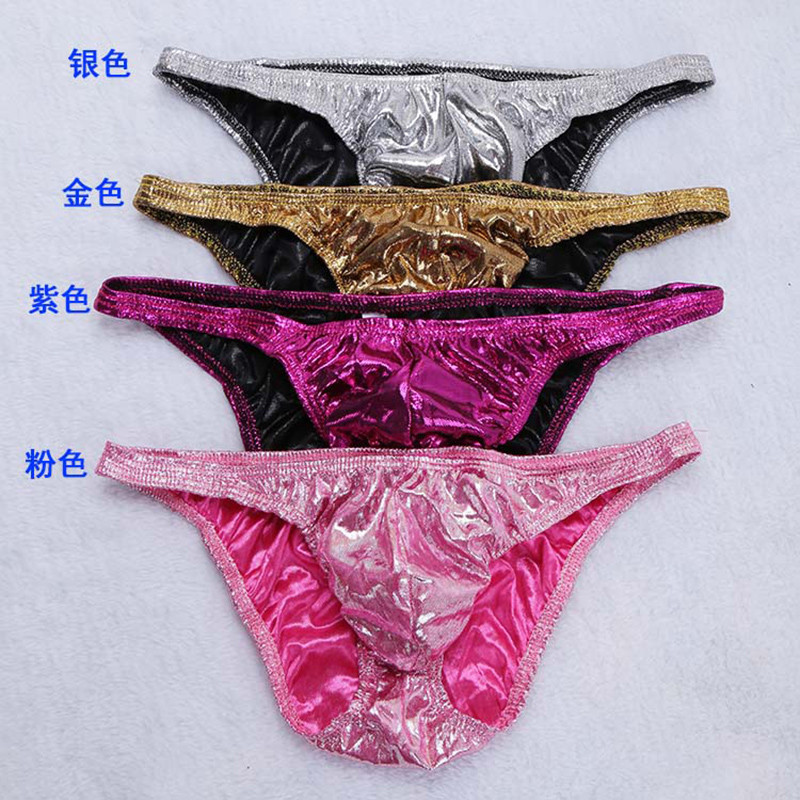 叶子媚情趣男士闪亮三角器具男式烫金内裤v情趣低腰u凸性感舞台情趣内裤类问卷调查漆皮图片
