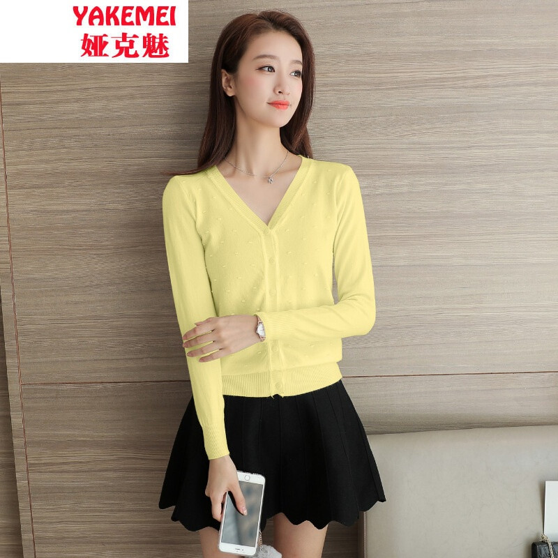 2017春秋新款短款长袖针织开衫毛针织衫毛衣