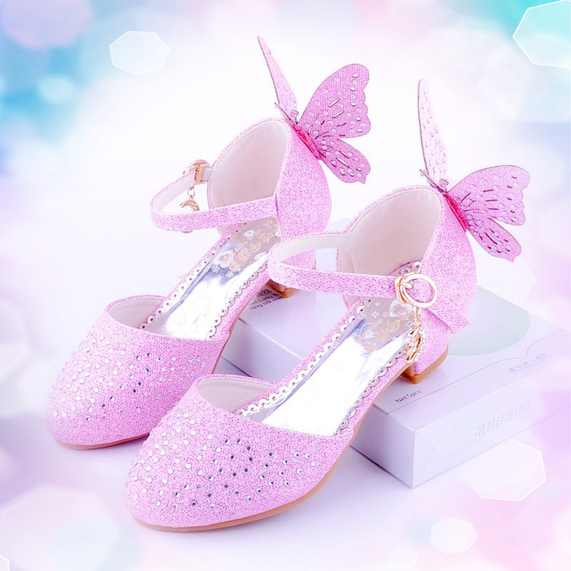 娉语女童高跟单鞋儿童表演鞋小女孩包头水晶鞋456789岁童鞋韩版公主鞋