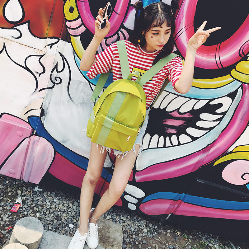 娉语情侣双肩背包女潮流2018新款帆布百搭韩版书包男中学生休闲旅行包