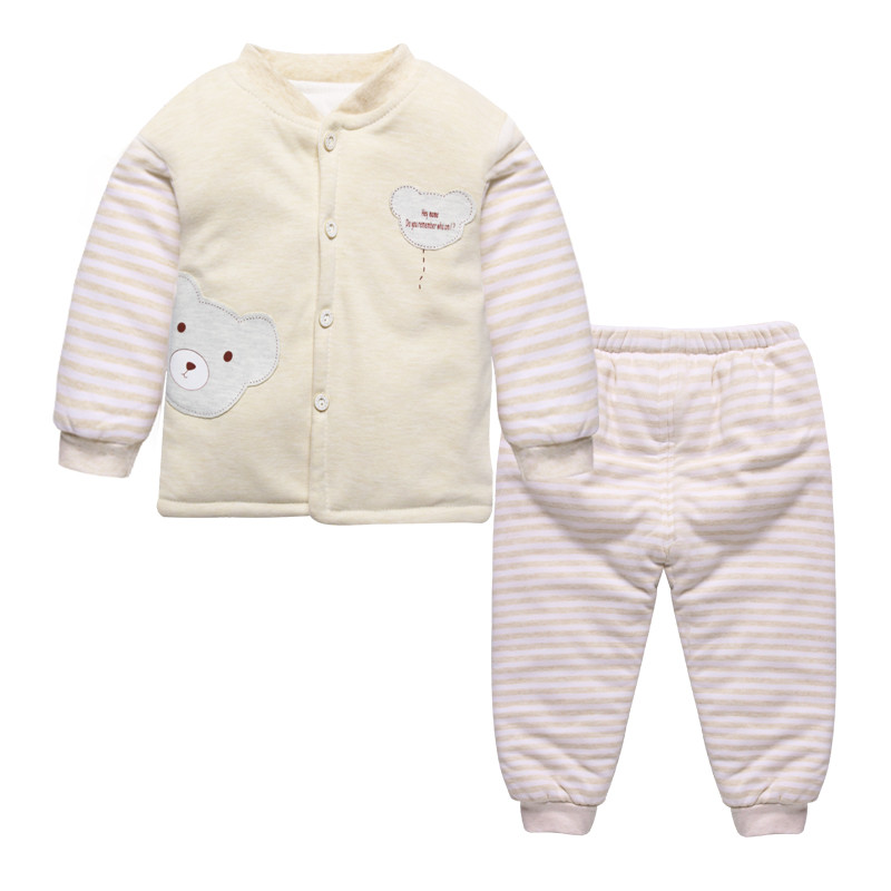 保暖内衣套装0-1岁纯棉宝宝新生儿衣服夹棉加