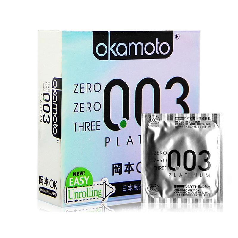 冈本(okamoto)超薄款安全套男用003白金套子52mm原装进口避孕套计生