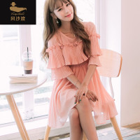 风沙渡实拍2017夏季甜美小清新学生高腰荷叶