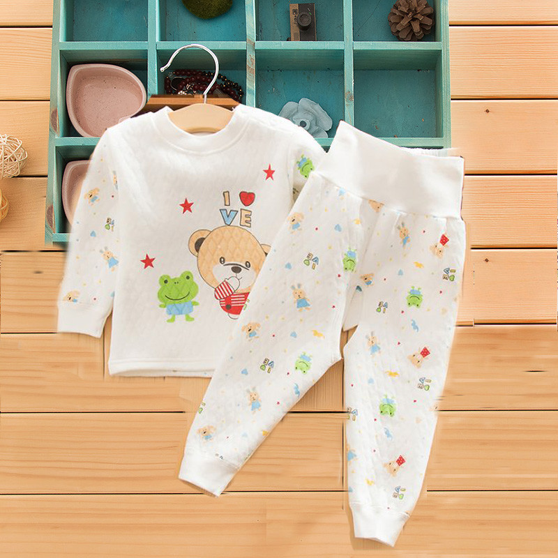 2017新款宝宝高腰护肚裤内衣套装两件套保暖