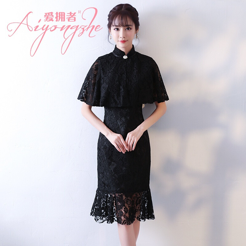 爱拥者晚礼服女短款2017新款时尚宴会优雅中