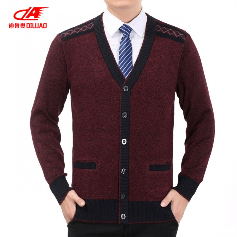 迪鲁奥DILUAO中老年人毛衣男爸爸开衫针织衫