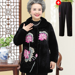 迪鲁奥(DILUAO)中老年女装冬装衣奶奶装厚款服外套60-70岁老年人保暖袄妈妈服上衣